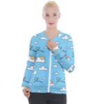 Seamless Pattern Vector Owl Cartoon With Bugs Casual Zip Up Jacket
