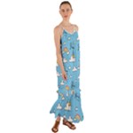 Seamless Pattern Vector Owl Cartoon With Bugs Cami Maxi Ruffle Chiffon Dress