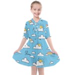 Seamless Pattern Vector Owl Cartoon With Bugs Kids  All Frills Chiffon Dress