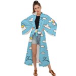 Seamless Pattern Vector Owl Cartoon With Bugs Maxi Kimono