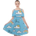 Seamless Pattern Vector Owl Cartoon With Bugs Cut Out Shoulders Chiffon Dress