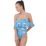 Seamless Pattern Vector Owl Cartoon With Bugs Drape Piece Swimsuit
