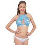 Seamless Pattern Vector Owl Cartoon With Bugs Cross Front Halter Bikini Top