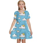 Sky Pattern Kids  Short Sleeve Tiered Mini Dress