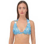 Seamless Pattern Vector Owl Cartoon With Bugs Double Strap Halter Bikini Top