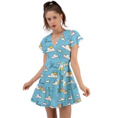Flutter Sleeve Wrap Dress 