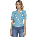 Sky Pattern Puffed Short Sleeve Button Up Jacket