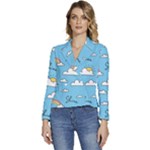 Sky Pattern Women s Long Sleeve Revers Collar Cropped Jacket