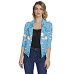 Sky Pattern Women s Draped Front 3/4 Sleeve Shawl Collar Jacket