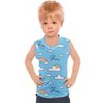 Seamless Pattern Vector Owl Cartoon With Bugs Kids  Sport Tank Top
