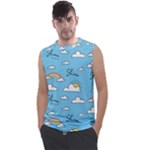 Seamless Pattern Vector Owl Cartoon With Bugs Men s Regular Tank Top
