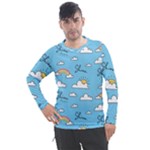 Seamless Pattern Vector Owl Cartoon With Bugs Men s Pique Long Sleeve T-Shirt