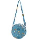 Seamless Pattern Vector Owl Cartoon With Bugs Crossbody Circle Bag