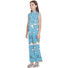 Kids  Sleeveless Ruffle Edge Band Collar Chiffon One Piece 