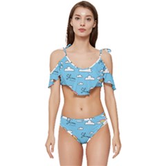 Ruffle Edge Tie Up Bikini Set	 