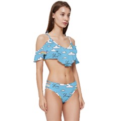 Ruffle Edge Tie Up Bikini Set	 