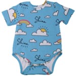 Seamless Pattern Vector Owl Cartoon With Bugs Baby Short Sleeve Bodysuit