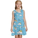 Seamless Pattern Vector Owl Cartoon With Bugs Kids  Sleeveless Tiered Mini Dress