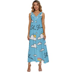 V-Neck Sleeveless Wide Leg Pants Overalls 