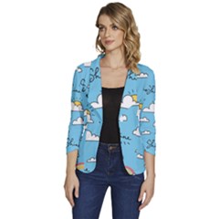 Women s One-Button 3/4 Sleeve Short Jacket 
