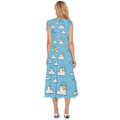 V-Neck Drawstring Shoulder Sleeveless Maxi Dress 