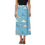 Seamless Pattern Vector Owl Cartoon With Bugs Classic Midi Chiffon Skirt