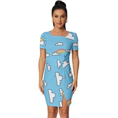 Fitted Knot Split End Bodycon Dress 