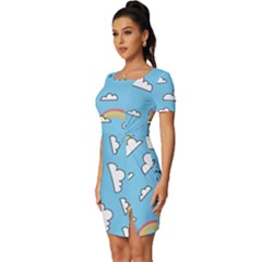 Fitted Knot Split End Bodycon Dress 