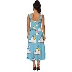 Square Neckline Tiered Midi Dress 