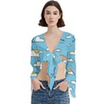 Seamless Pattern Vector Owl Cartoon With Bugs Trumpet Sleeve Cropped Top