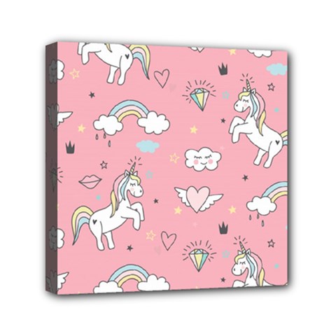 Cute Unicorn Seamless Pattern Mini Canvas 6  x 6  (Stretched) from ArtsNow.com