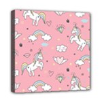 Cute Unicorn Seamless Pattern Mini Canvas 8  x 8  (Stretched)