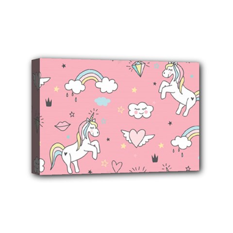 Cute Unicorn Seamless Pattern Mini Canvas 6  x 4  (Stretched) from ArtsNow.com
