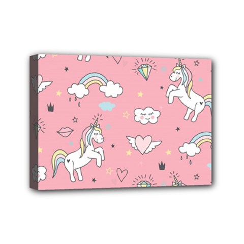 Cute Unicorn Seamless Pattern Mini Canvas 7  x 5  (Stretched) from ArtsNow.com