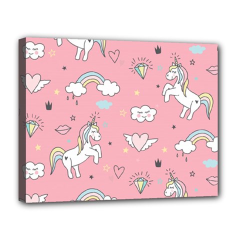 Cute Unicorn Seamless Pattern Canvas 14  x 11  (Stretched) from ArtsNow.com
