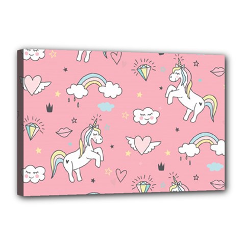 Cute Unicorn Seamless Pattern Canvas 18  x 12  (Stretched) from ArtsNow.com