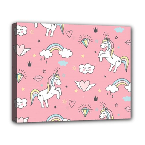 Cute Unicorn Seamless Pattern Deluxe Canvas 20  x 16  (Stretched) from ArtsNow.com