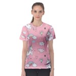Cute Unicorn Seamless Pattern Women s Sport Mesh T-Shirt