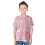 Cute Unicorn Seamless Pattern Kids  Cotton T-Shirt
