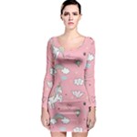Cute Unicorn Seamless Pattern Long Sleeve Bodycon Dress