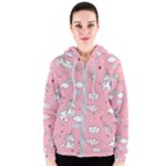 Cute Unicorn Seamless Pattern Women s Zipper Hoodie