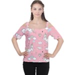 Cute Unicorn Seamless Pattern Cutout Shoulder T-Shirt