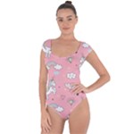 Cute Unicorn Seamless Pattern Short Sleeve Leotard 