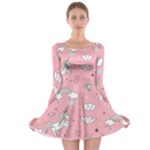 Cute Unicorn Seamless Pattern Long Sleeve Skater Dress