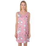 Cute Unicorn Seamless Pattern Sleeveless Satin Nightdress