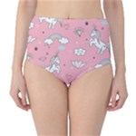 Cute Unicorn Seamless Pattern Classic High-Waist Bikini Bottoms