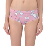 Cute Unicorn Seamless Pattern Mid-Waist Bikini Bottoms
