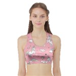 Cute Unicorn Seamless Pattern Sports Bra with Border
