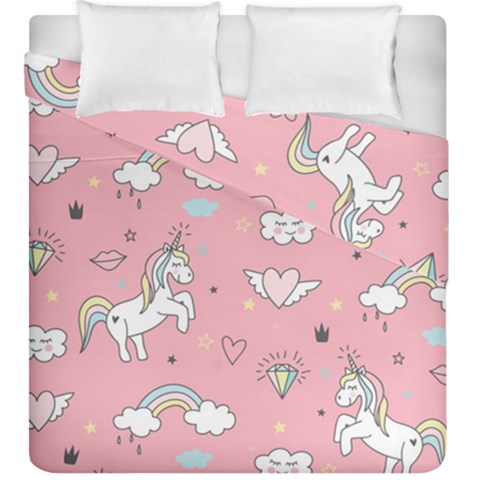 Cute Unicorn Seamless Pattern Duvet Cover Double Side (King Size) from ArtsNow.com