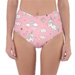 Cute Unicorn Seamless Pattern Reversible High-Waist Bikini Bottoms
